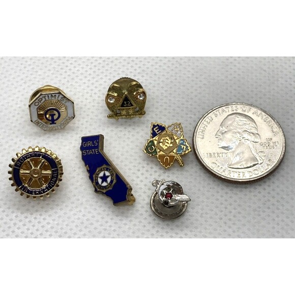 Vintage Lot of 6 Service Organization Pin Lapel Pin Freemasons Rotary Optimist - Picture 2 of 9
